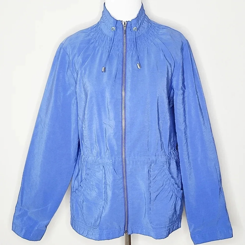 Zenergy By Chicos Blue Full Zip Lightweight Windbreaker 1 S